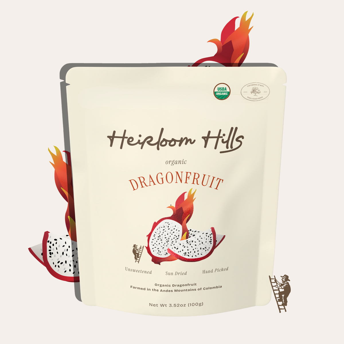 Organic Dried Dragonfruit | Exotic Colombian Snack | Salento